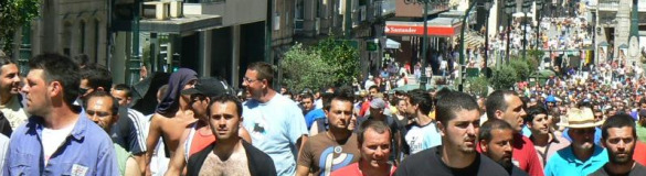 Imaxe das mobilizaci&oacute;ns polas r&uacute;as de Vigo / CIG