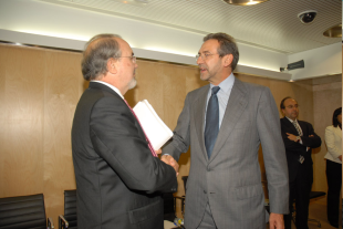 O conselleiro de Econom&iacute;a da Xunta e o ministro de Econom&iacute;a do goberno espa&ntilde;ol, este martes en Madrid