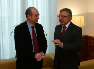 Francisco Jorquera, do BNG, e Jos&eacute; Blanco, do PSOE, no Congreso antes da xuntanza