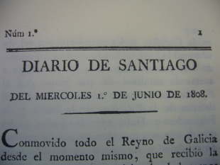 Cabeceira do primeiro n&uacute;mero do 'Diario de Santiago'