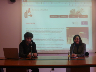 C&aacute;ndido Paz&oacute; e Cristina Dom&iacute;nguez, na presentaci&oacute;n do proxecto