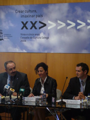 Ram&oacute;n Villares, &Aacute;nxela Bugallo, e &Aacute;ngel Lu&iacute;s Tarr&iacute;o, este martes no CCG