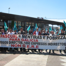 Os traballadores de Pascual volver&aacute;n manifestarse o vindeiro m&eacute;rcores en Compostela