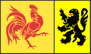 Composici&oacute;n coas bandeiras de Valonia (esquerda) e Flandres
