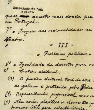 Facs&iacute;mile do manuscrito do Manifesto da Asemblea Nacionalista de Lugo de 1918, adquirido pola FGS en 1999
