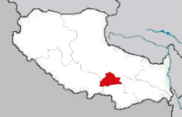 Situaci&oacute;n da Lhasa, a capital, na rexi&oacute;n do T&iacute;bet