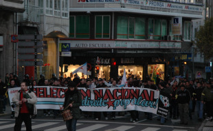 Manifestaci&oacute;n previa nas r&uacute;as de Compostela