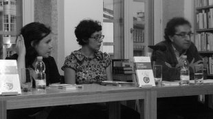 Mar&iacute;a do Cebreiro, Xiana Arias e Fernando Cabo, na presentaci&oacute;n do libro (foto: Cristina Silva)