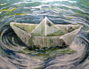 "meMORria", Anxo Baranga, t&eacute;cnica mixta sobre t&aacute;boa