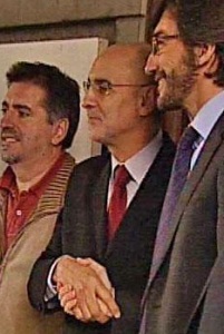 Dirixentes de PSOE e PP &aacute; sa&iacute;da da xuntanza / Foto: EP