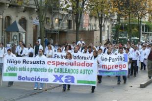 Os traballadores de Cabler&iacute;as Auto levaron as s&uacute;as protestas polas r&uacute;as de Porri&ntilde;o