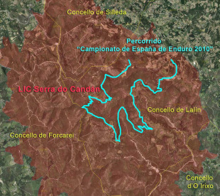 Percorrido da proba de enduro en Lal&iacute;n (fonte: Adega)