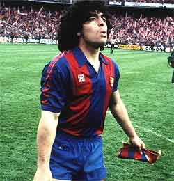Maradona, cando xogaba no Bar&ccedil;a, xa hai anos