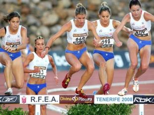 Eva Arias, nos 3.000 obst&aacute;culos (terceira pola dereita)