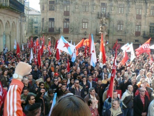 Imaxe da manifestaci&oacute;n organizada pola CIG esta quinta feira, polo salario digno e contra a precaridade / Imaxe: CIG