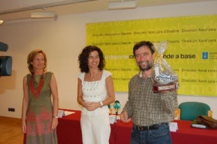 Marta Souto, &Aacute;nxela Bugallo e Francisco Villanueva, na recepci&oacute;n