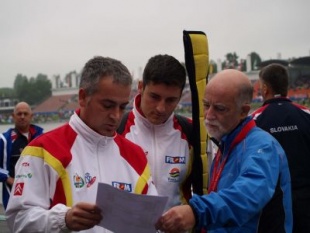 Sanmamed con Cal e Morl&aacute;n nos Campionatos do Mundo, en Duisburg