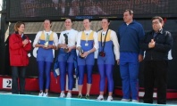 As campioas do equipo b&uacute;lgaro, con Marta Souto
