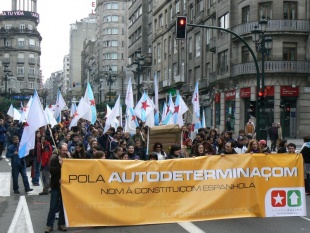 Unha imaxe da manifestaci&oacute;n do 6-D, polas r&uacute;as de Vigo