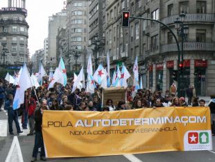 Na manifestaci&oacute;n contra a Constituci&oacute;n espa&ntilde;ola, que o ano pasado se desenvolveu en Vigo