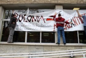 Imaxe das protestas contra o chamado Proceso de Bolo&ntilde;a