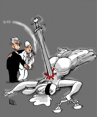 Ilustraci&oacute;n no diario GRANMA, con Bush e Carriles