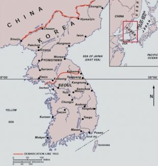 Mapa das d&uacute;as Coreas (clique para ampliar)