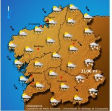 A neve, que segue caendo dende domingo, dificulta a circulaci&oacute;n na parte m&aacute;is oriental do pa&iacute;s / Imaxe: Meteogalicia