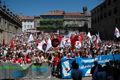 Praza da Quintana, onde se manifestaron uns 20 mil nacionalistas, segundo a organizaci&oacute;n